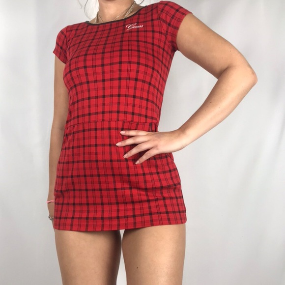 Guess Dresses & Skirts - Guess Vintage Red Plaid Mini Dress